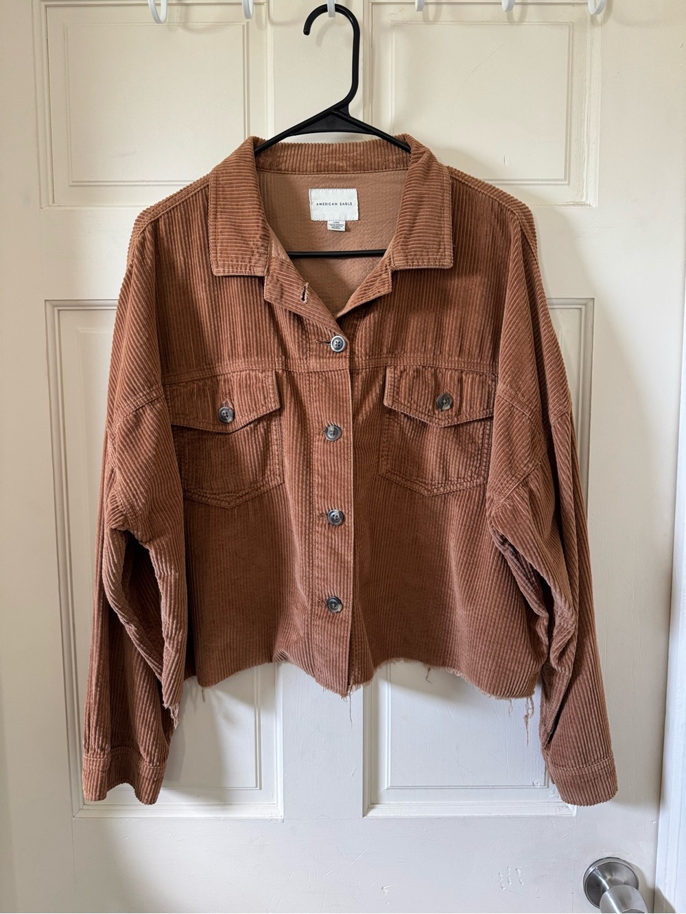 American Eagle Cropped Corduroy Shirt Size Large
